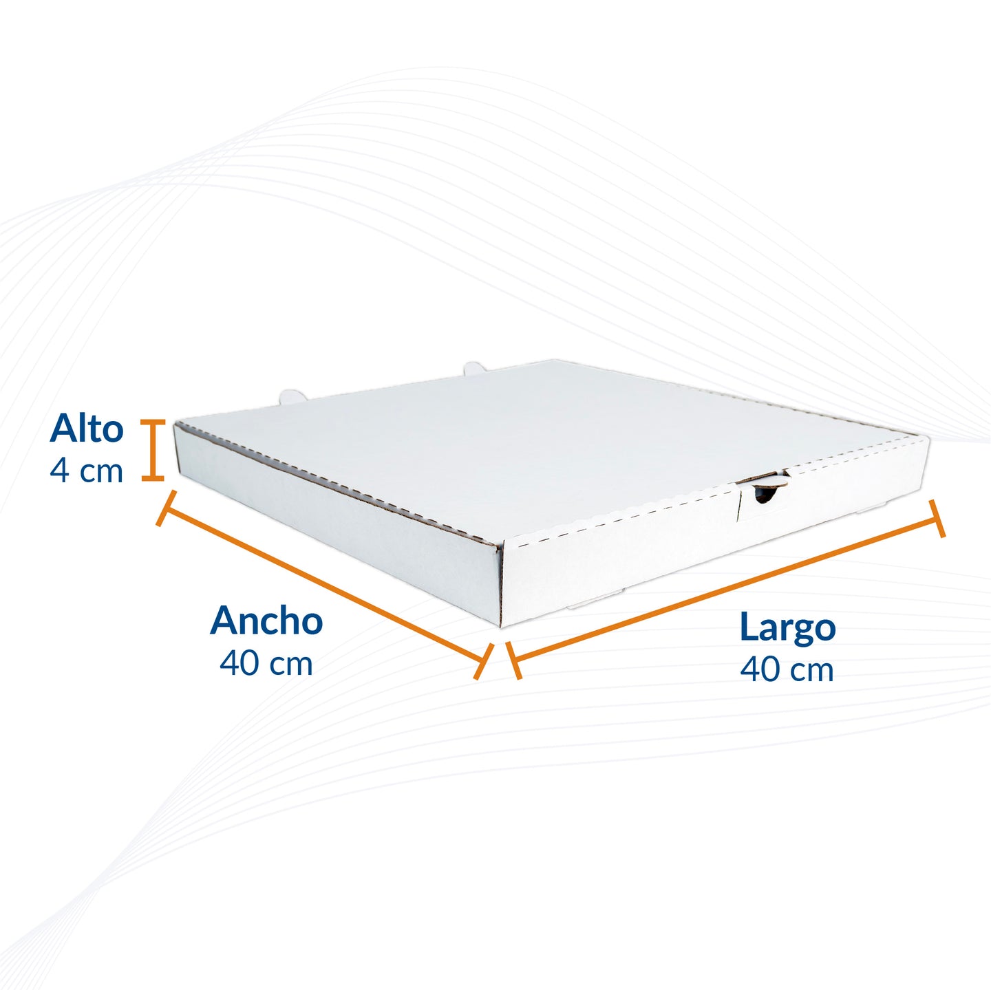 Caja para pizza de 16" Color Blanco 40x40x4cm 50 piezas